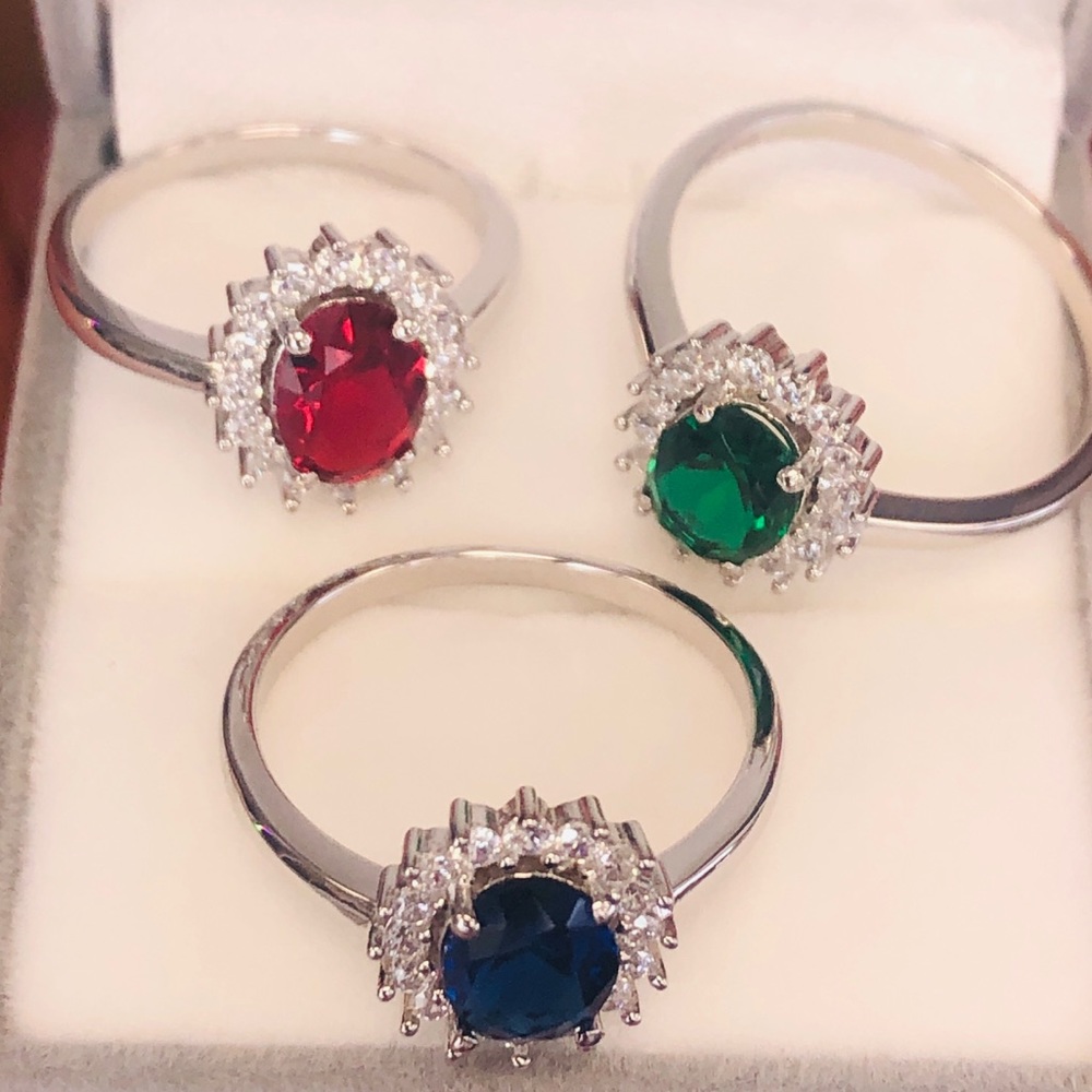 Real Sterling Silver Princess Diana Ring Size5-9